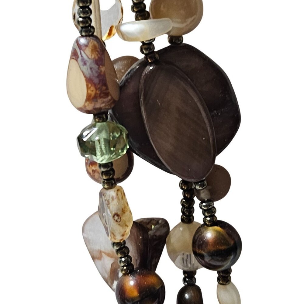 Boho Shell Gemstone Beaded Statement Necklace Lay… - image 3
